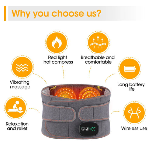 Purely You™ Heat Therapy Lumbar Brace Support Massager Waist Massager Back Belt