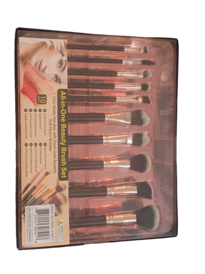 Purely You™ 10-Pack Black Handle and Rose Gold Makeup Applicator Brush Beauty Set