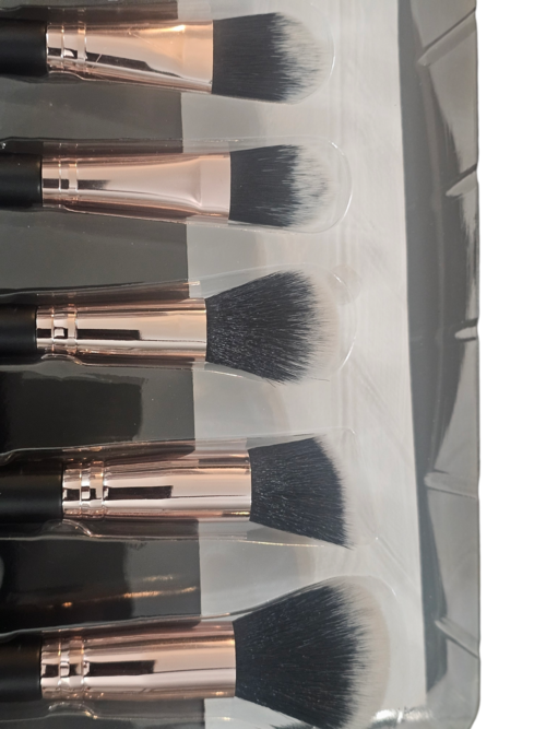 Purely You™ 10-Pack Black Handle and Rose Gold Makeup Applicator Brush Beauty Set