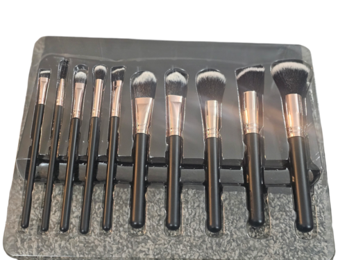 Purely You™ 10-Pack Black Handle and Rose Gold Makeup Applicator Brush Beauty Set
